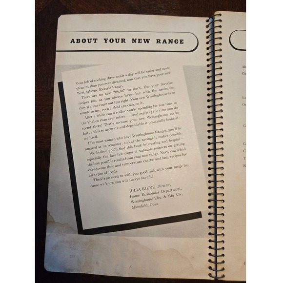 Vintage 1940 Westinghouse Electric Range Cookbook How to Cook Meals Easier - Picture 4 of 4